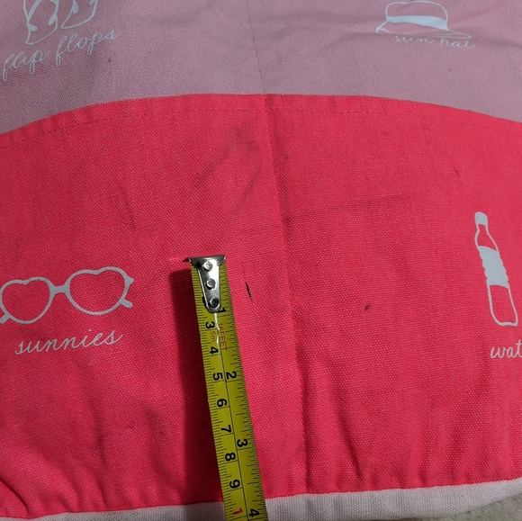 Victoria’s Secret Pink Canvas Tote Beach Bag Medium with Labeled Outer Pockets - Picture 8 of 12